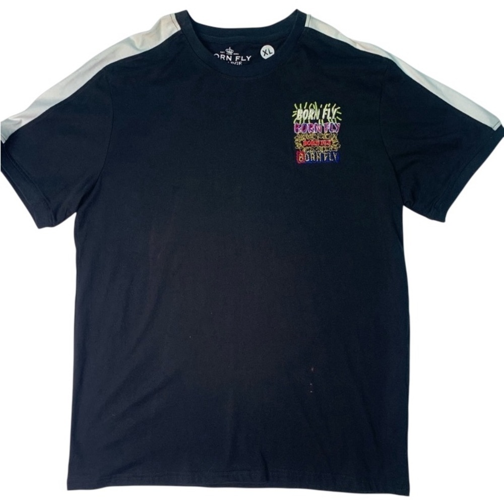 Black Graphic T-Shirt for Men born fly Sz Xl